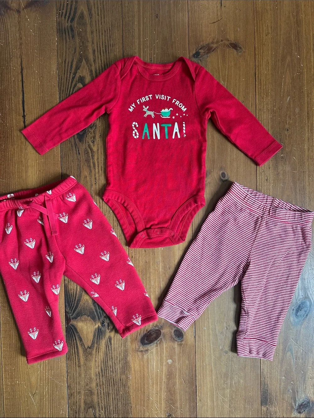 GAP Baby Red Infant Pants with White Deer Print